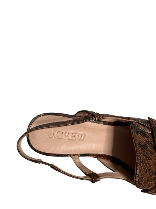 J.CREW Layne Brown Snake-Print Embossed Slingback Block Heel Loafers Size 10 - Picture 10 of 10